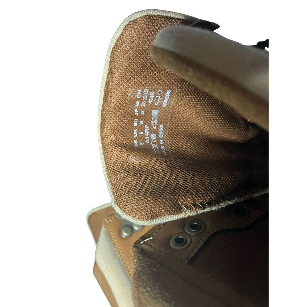 Timberland Women’s Boots A14RP Bwn Tan Leather Canvas Outdoor Lace-Up Size 8 - Picture 5 of 7